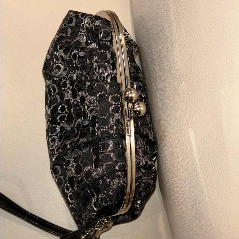 Coach Optic C Mini Signature Lurex Black Wristlet Clutch - Picture 6 of 17